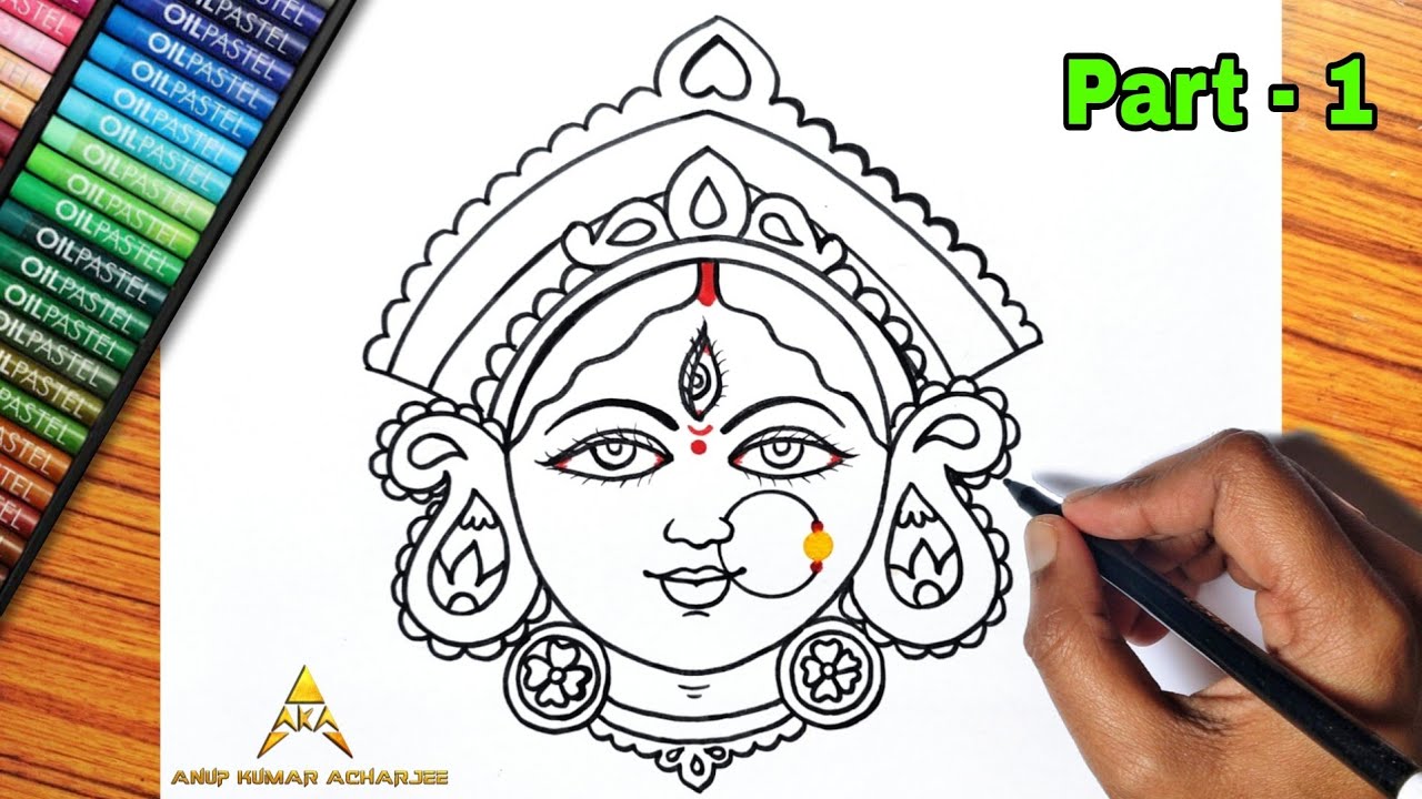 How To Draw Maa Durga Durga Maa Face Drawing Maa Kali Drawing Easy Kali