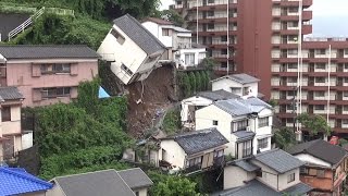 Video shows moment entire house topples over after landslide in Japan