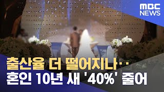 출산율 더 떨어지나‥혼인 10년 새 '40%' 줄어 (2024.03.04/뉴스투데이/MBC)