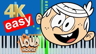 The Loud House Theme Song (Slow Easy) Beginner Piano Tutorial 4K