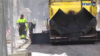 Labores de asfaltado en la Gran Vía  carrera hacia la Semana Santa 2019