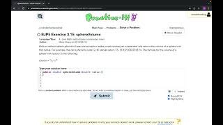 Exercise 3.15 (Sphere Volume) Java Tutorial || Practice-It