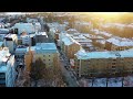 kuopio city center from the air winter landscape 4k