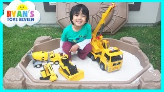 Step2 Sandbox Construction Vehicles Dump Truck with Toy Cars and Trains