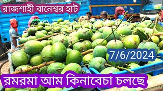 রমরমা চলছে আম কিনাবেচা আমের দাম | 7/6/2024, রাজশাহী বানেশ্বর হাট। mango price