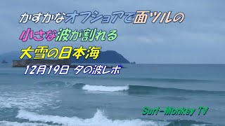 かすかなオフショアで面ツルの小さな波が割れる大雪の日本海 231219 夕方 ~サーフモンキーTV