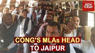 M.P Political Crisis: Congress MLAs Board Bus To Go To Bhopal Airport