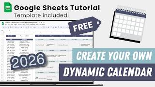 Editable Excel Calendar Template 2025 2026 Google Sheets Dynamic