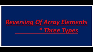 Reversing Of Array Elements in Malayalam , Fumigation