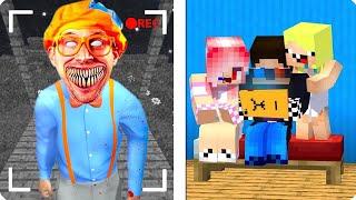 We Found SCARY BLIPPI on a Hidden Camera in Minecraft!