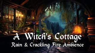 Relaxing Witchy Ambience - ASMR Crackling Fire, Rain & Potion Making for Stress Relief, Work, Study