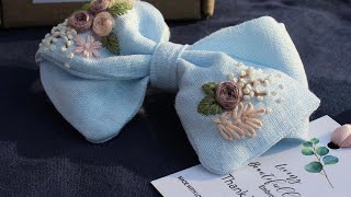 Hand Embroidered Hair Bow? How to make? Hair Bow Tutorial || Kokardkі. Бантики. Стібки в вишивці