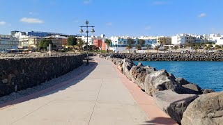 Czy w lutym mozna kąpać się w Oceanie Fuertaventura. Spacer do portu w Puerto Rosario promenadą.