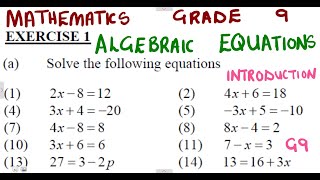 Mathematics Grade 9 Algebraic Equations Introduction @mathszoneafricanmotives @mathwithlightone
