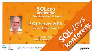 SQLdays2016 - SQL Server 2016 - Memory Optimized Tables