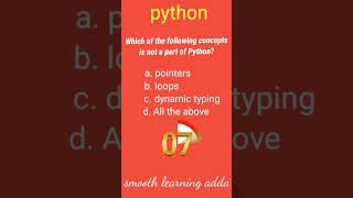 Python programming mcq question #shorts #python #tutorial #beginners #smooth #learning #adda #quiz
