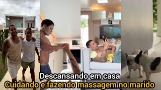 Lucas Guimarães recebe visita dos irmãos logo cedo e faz massagem em Carlinhos Maia pra relaxar