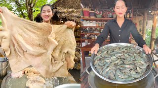 Mommy Chef Sros: Fry Shrimp crispy rolling, Beef tripe amazing soup cook and eat | Cooking with Sros