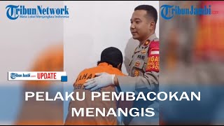Pelaku Pembacokan Ini Nangis Kejer Saat Dihadapkan dengan Wartawan di Polsek Sukarami, Palembang
