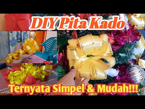 Cara Mudah Membuat Pita Kado||DIY Pita Kado Simpel||Hiasan Pohon Natal ...