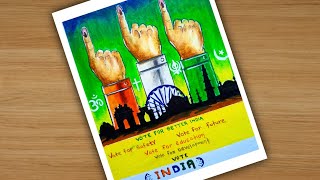 Vote For Better INDIA drawing|Voting awareness drawing poster with oil pastel.