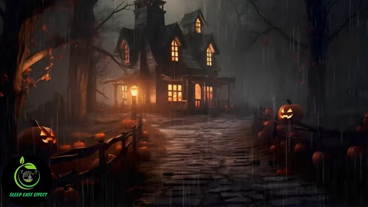 Halloween Spooky Ambience Haunted Houses Village Rainy Halloween