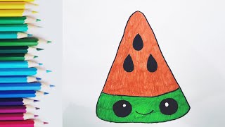 How to Draw watermelon || Cute watermelon Drawing for kids || Draw cute Things #drawing #watermelon