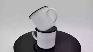 white enamel mug