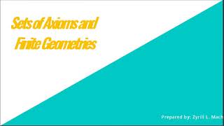 Lesson 3 Introduction to Finite Geometries 2 (BSEM 30)