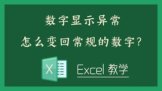 Excel 教学 - 数字显示异常，怎么变回常规的数字？