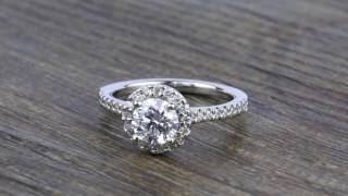 Pave Halo Diamond Engagement Ring in White Gold (0.73 ct.)