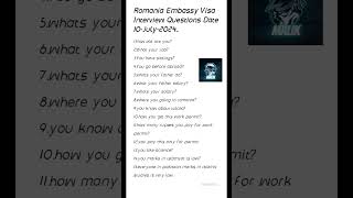 Romania Embassy Visa Interview Questions 10-july-24 #romania #romaniavisa #embassy #2024travel