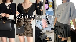 패션하울 | 13가지 겨울 아이템. ZARA . 토즈 로퍼. 프라다 가방(리에디션 나일론). GANNI. Hai bag. 나이키 에어포스1. H\u0026M. Cafuné Bag. 샵사이더