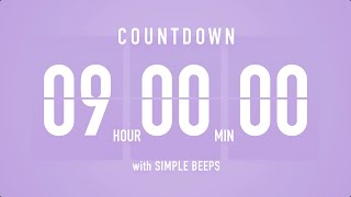 9 Hour Countdown Timer ⏳ Flip Clock with Bell Alerts 💜🔔