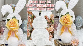 DIY EASTER RABBIT MADE WITH FLUFFY CHENILLE YARN EASTER SPRING DECOR IDEAS #diy #diycrafts