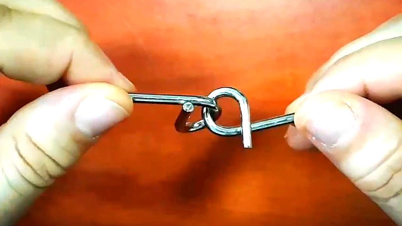 Metal Wire Puzzle Solution P Shape Ring IQ Brain Teaser - YouTube