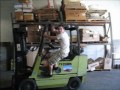 ghost riding a forklift