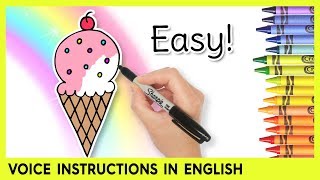 How to Draw an ICE CREAM CONE! Easy Drawing Tutorial for Kids