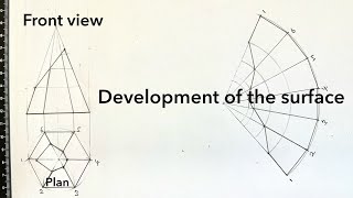 How To Develop Surface Of Truncated Hexagonal Pyramid || Development Of Truncated Hexagonal Pyramid