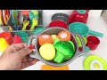 unboxing miniature plastic full kitchen set collection toy cooking game kitchen set toy review