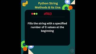 Exploring Python String Methods 'zfill()' #python #coding #interview #pythontutorial
