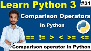 Comparison Operator in Python in Hindi, Python Tutorial For Beginners in Hindi/ Urdu, Cyber Warriors