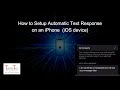 How to Setup Automatic Text Response on an iPhone (iPad) - Turner Time Management