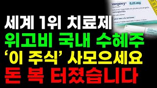 [주식] 세계 1위 비만치료제 '위고비' 국내 최대수혜주 '이 주식' 사모으세요. 돈 복 터졌습니다