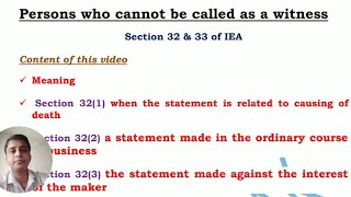 Statement by person who cannot be called as witness | Section 32 & 33 of evidence act