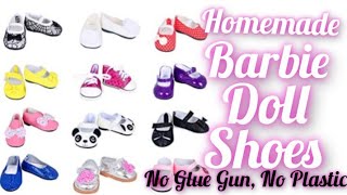 Diy Barbie Doll Shoes/Homemade Easy Miniature Barbie Shoes Without Glue Gun/ How To Make barbie Shoe