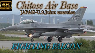 【4K】日米合同訓練の為に前日千歳基地へ来た三沢のF-16CJ ファイティング ファルコン　＃千歳基地 ＃日米合同演習 ＃三沢 ＃F16 ＃戦闘機