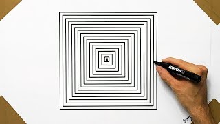 💙 EASY OPTICAL ILLUSION DRAWING ( For Kids  ) Line Art How To Draw