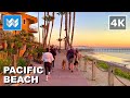 [4K] Sunset at Pacific Beach (PB) in San Diego, California USA - Walking Tour Vlog & Travel Guide 🎧