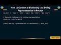 How to Convert a Dictionary to a String Representation in Python